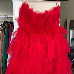 ALTAR'D STATE Red Daria Tulle Dress